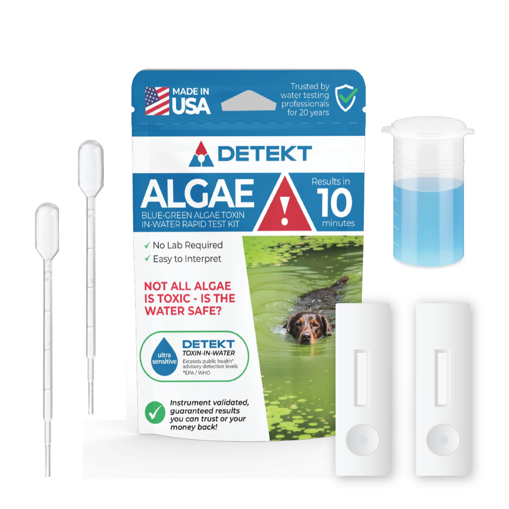 Blue green algae water test kit for ponds & lakes - Detekt Rapid Tests