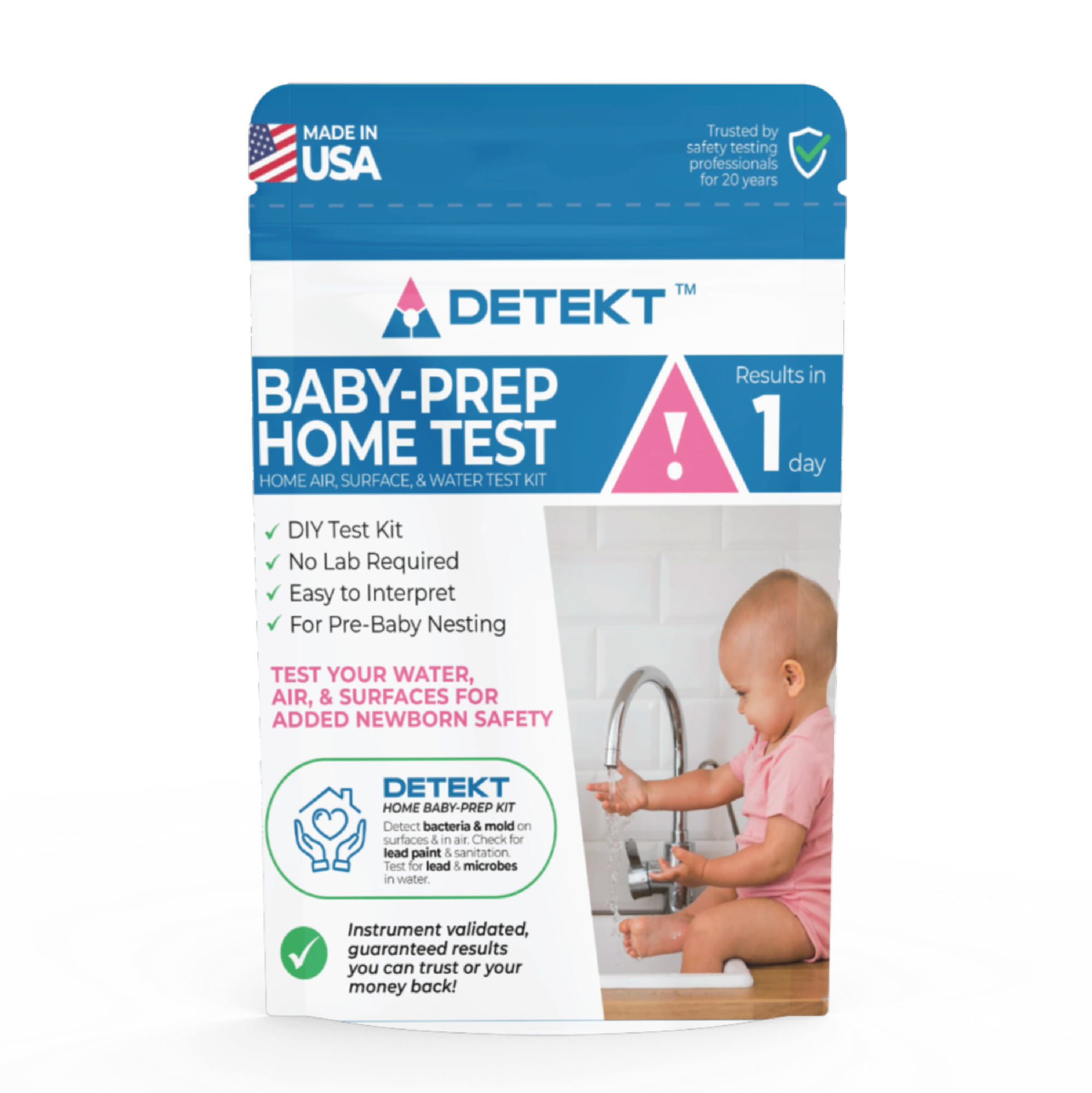 Nursery test kit for lead mold bacteria water - Detekt Rapid Tests