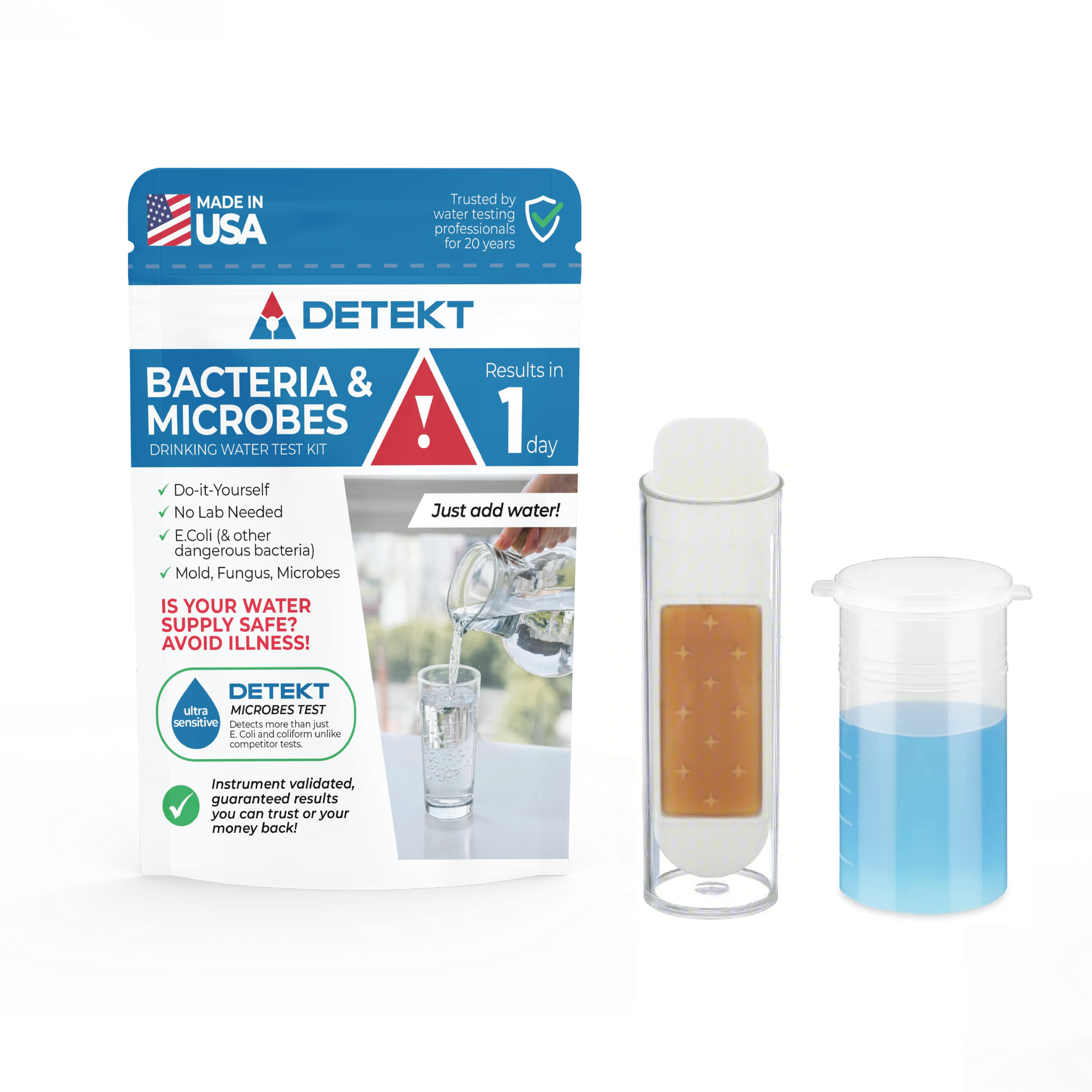 Water bacteria test kit for well and drinking water - Detekt Rapid Tests