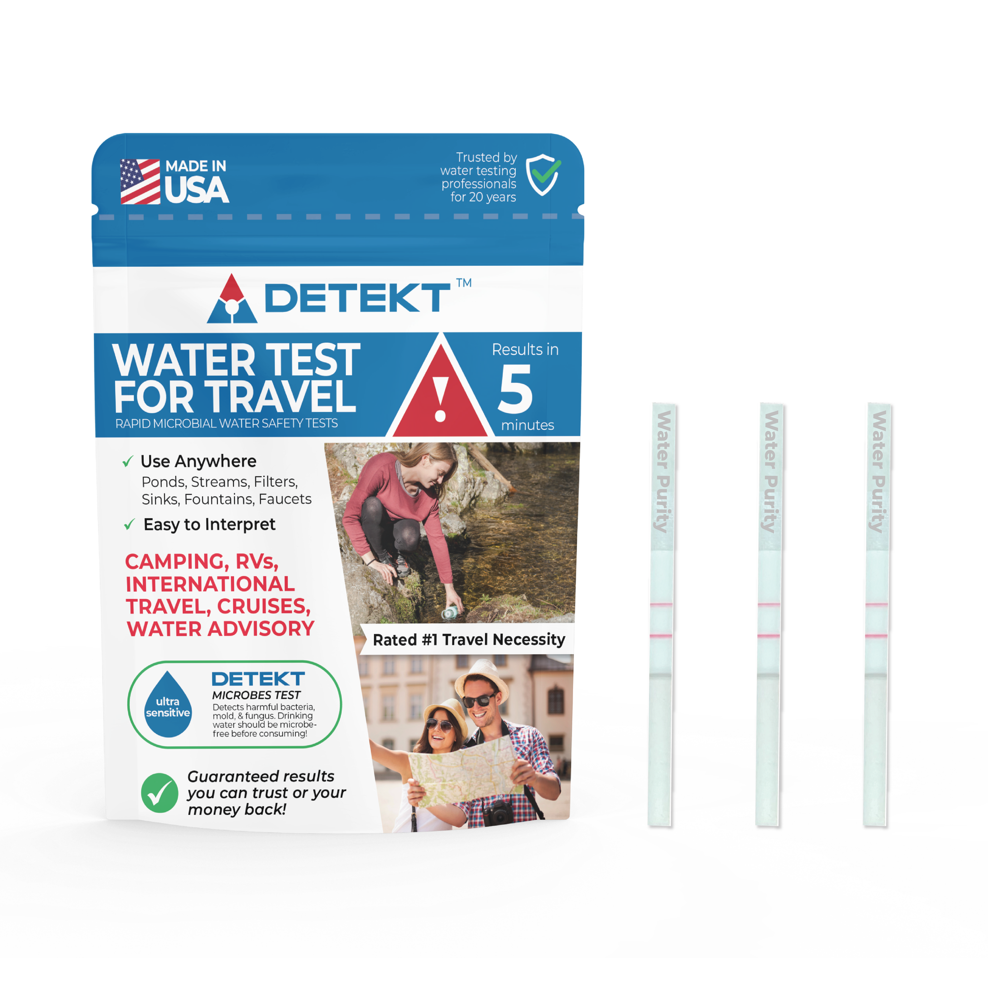 Water Test for Travel lab-grade DIY water quality test kit made in USA with fast results for common contaminants